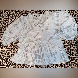 Elegant Silver Blouse with Textured Design